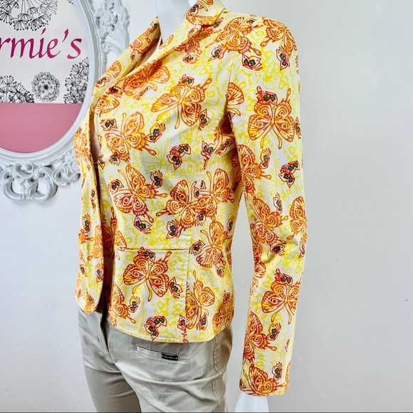Studio M / White Blazer Yellow Orange Butterflies - Picture 4 of 8